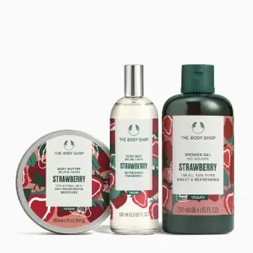 The body shop strawberry b butter,h cream,japanese cherry edt collection