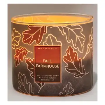 Bath and body works 3 wick lumi candle fall farmhouse 411g