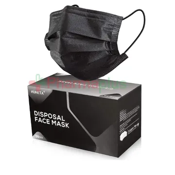 Disposable black protective face masks 50`s