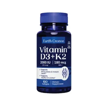 Earth's creation vitamin d3+k2 softgels 60's