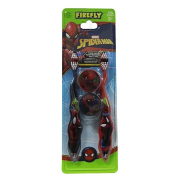 Firefly spider-man toothbrush with cap twin pak 3+