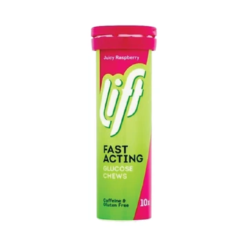 Lift glucose chews juicy raspberry 10s