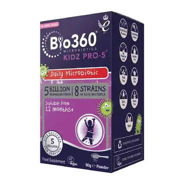 Natures aid bio 360 kidz pro-5 5b/8 strains 90g powder