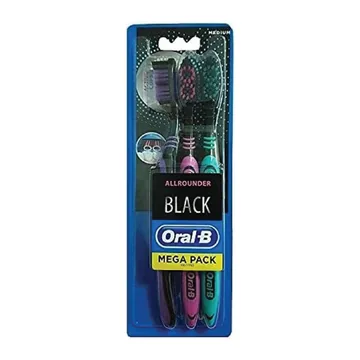 Oral b toothbrush aa clean black 40 med 3`s