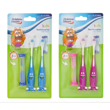 Pristine gleam kids toothbrush & timer set 3-6yrs