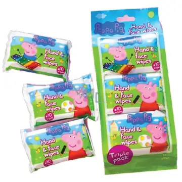 Peppa pig hand and face wipes tripple pack 30`s 1+ yrs