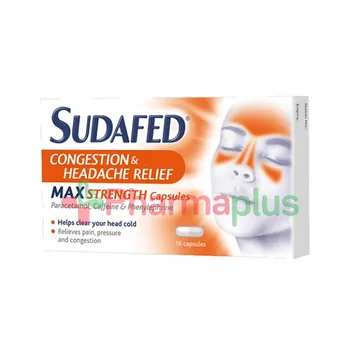 Sudafed congestion &headache max stregth 16`s