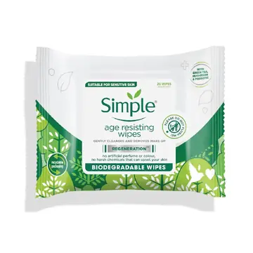 Simple kts biodegradable cleansing wipes 2o`s