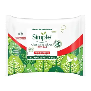 Simple antibacterial cleansing wipes 20's