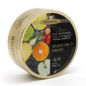 Simpkins travel sweets mixed fruits drops 200g