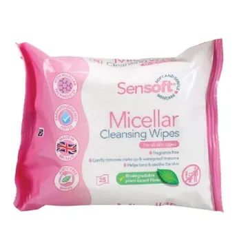 Sensoft micellar cleansing wipes 25's