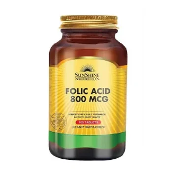 Sunshine nutrition folic acid 800mcg tabs 100's
