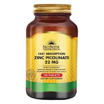 Sunshine nutrition zinc picolinate 22mg tablets 100's