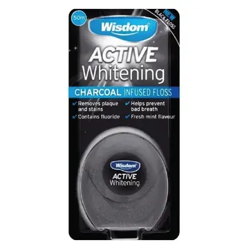 Wisdom active charcoal infused floss 50m