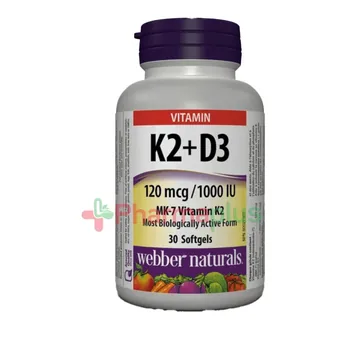Webber naturals k2+d3 120mcg/1000iu softgels 30`s