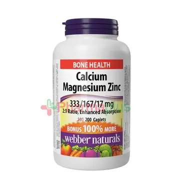 Webber naturals calcium magnesium zinc caplets 200s