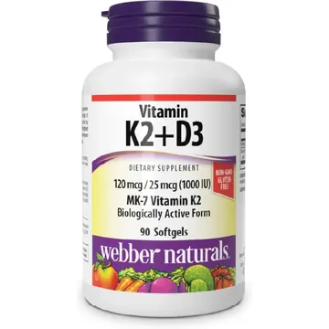 Webber naturals k2+d3 120mcg/1000iu softgels 60's