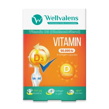 Wellvalens vitamin d3 50000iu 8 capsules thumbnail 2