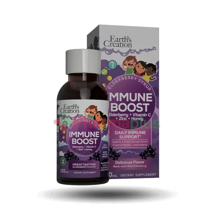 Earth's creation immune boost elderberry+vit c+zinc+honey 120ml